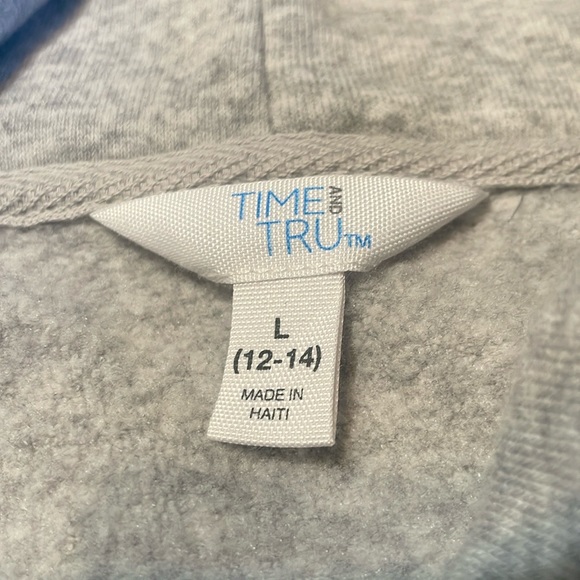 Time and Tru Grey Oversized Sweat Shirt Sweater Size 12-14 Turtleneck Flannel - Picture 7 of 7